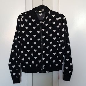 SML heart print bomber jacket